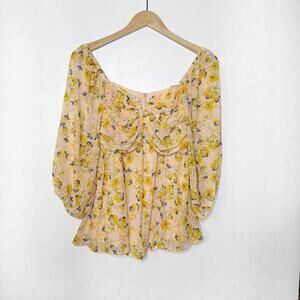 MITTOSHOP Yellow Floral Blouse